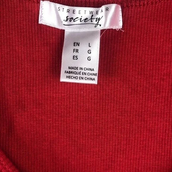 Streetwear Society Red Sleeveless Top Large - Picture 4 of 6